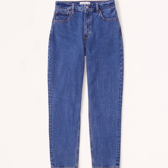 NWOT abercrombie curve love extra long dark wash high rise mom jeans - Picture 1 of 3